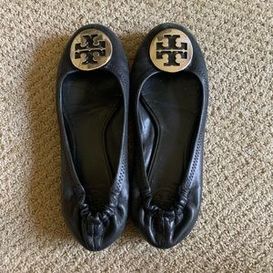 Lightly worn black Tory Burch flats